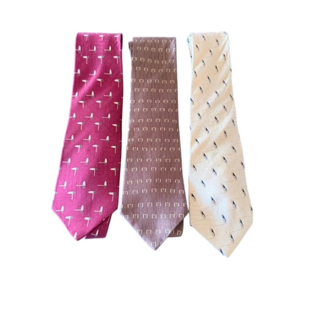 Bill Blass Black Label Silk Necktie Lot of 3 Patterned Ties